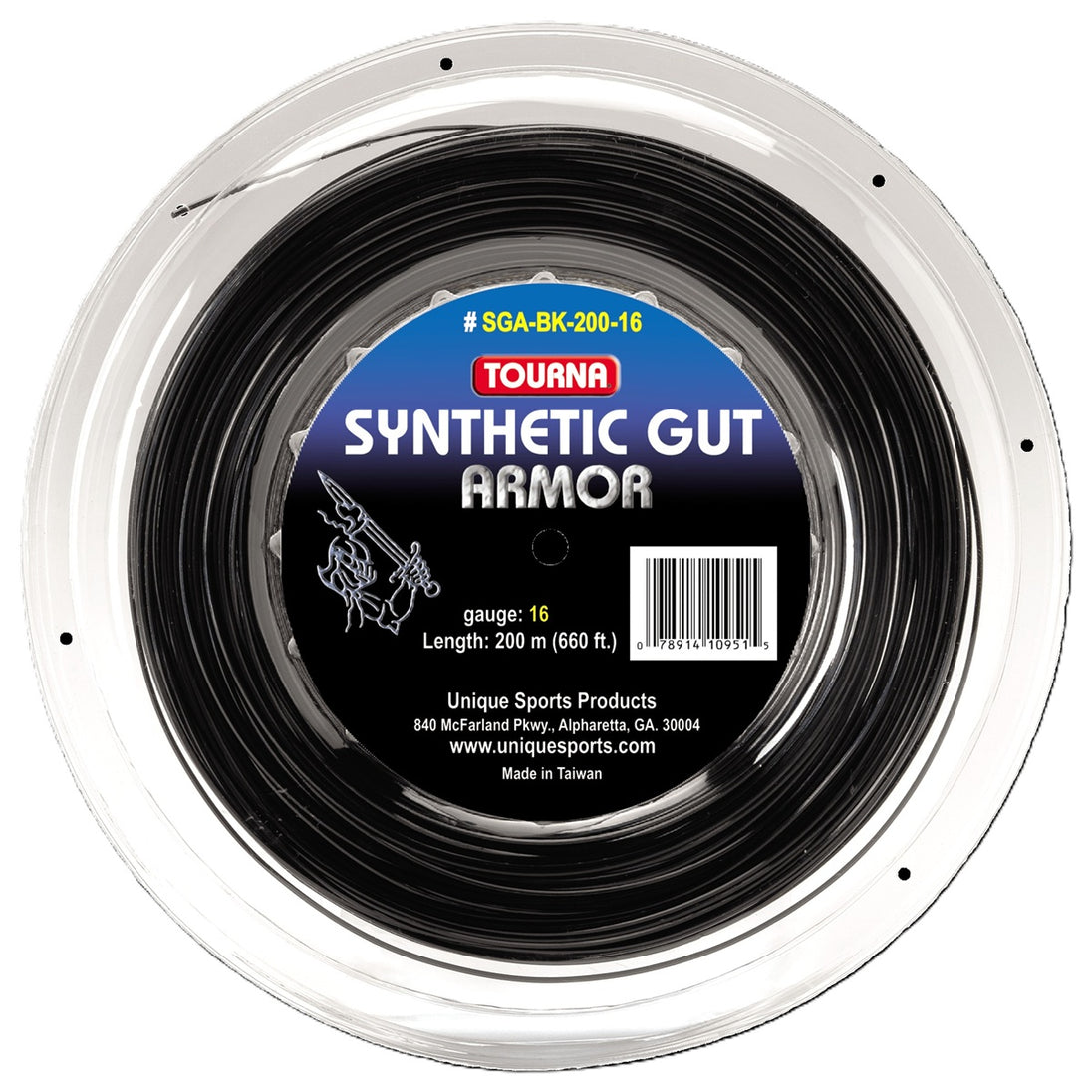Tourna Synthetic Gut 16g Tennis String Armor (Reel) - Black