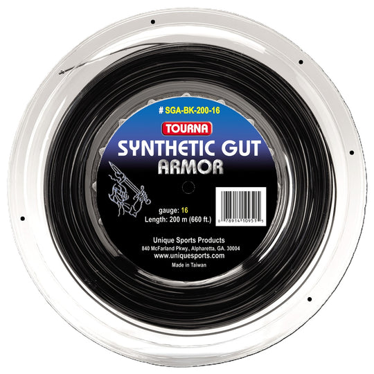 Tourna Synthetic Gut 16g Tennis String Armor (Reel) - Black