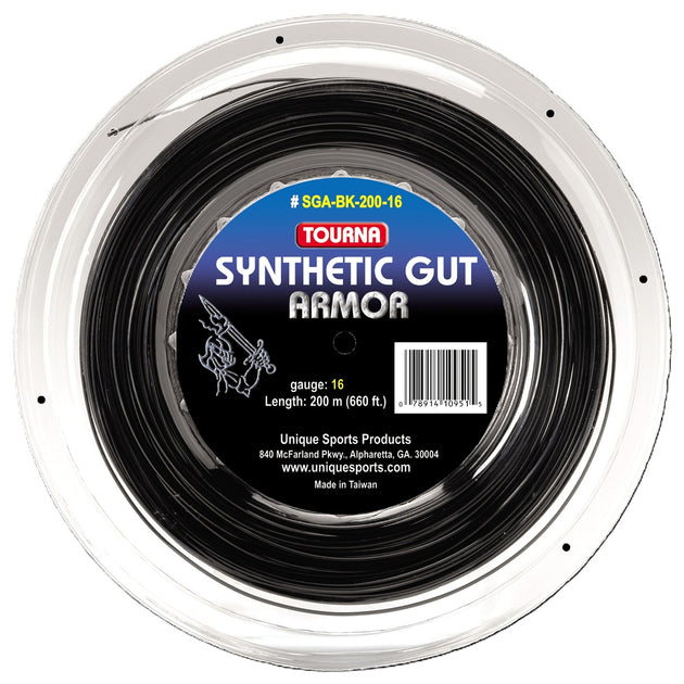 Tourna Synthetic Gut 16g Tennis String Armor (Reel) - Black