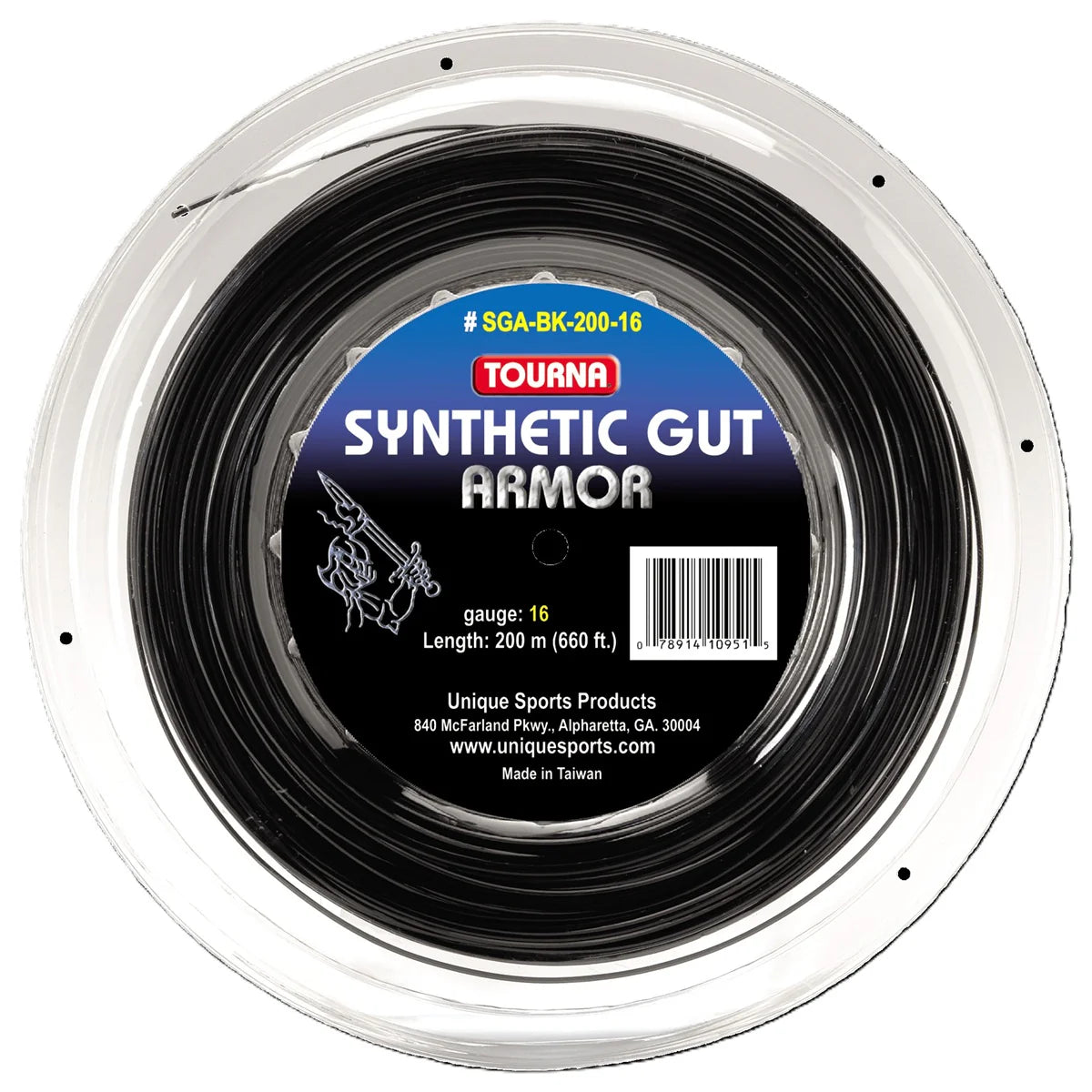 Tourna Synthetic Gut Armor 17g Tennis String (Reel) - Black