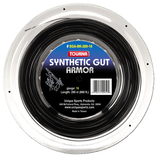 Tourna Synthetic Gut Armor 17g Tennis String (Reel) - Black