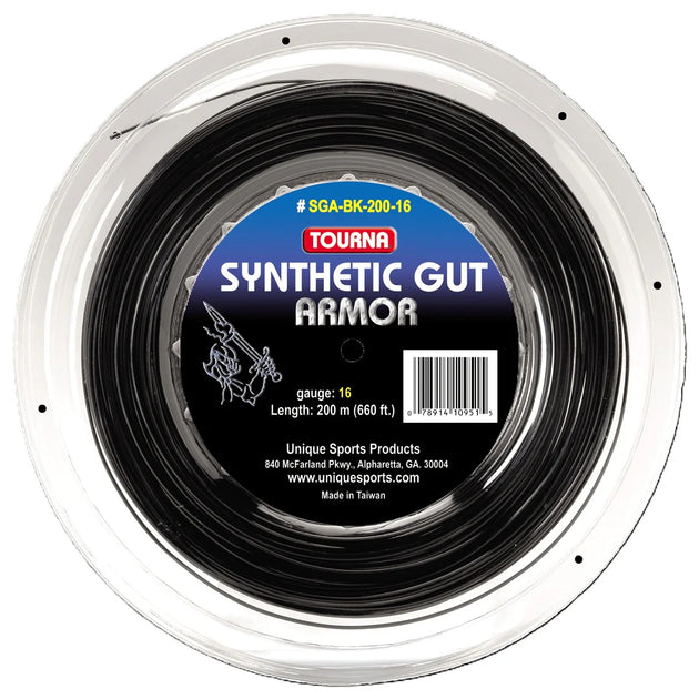 Tourna Synthetic Gut Armor 17g Tennis String (Reel) - Black