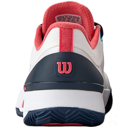WRS335940U Wilson Women's Intrigue Tour Clay Tennis Shoes (White/Navy Blazer/Dubarry)