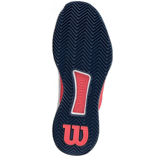 WRS335940U Wilson Women's Intrigue Tour Clay Tennis Shoes (White/Navy Blazer/Dubarry)