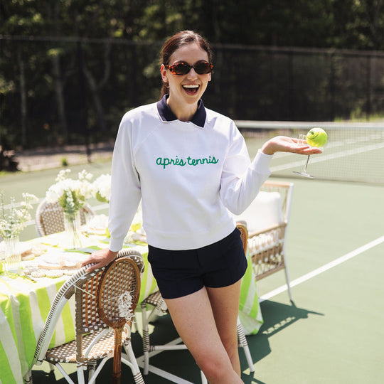 WSW300 Ame & Lulu Women's Love All Tennis Sweatshirt (Apres Tennis White)