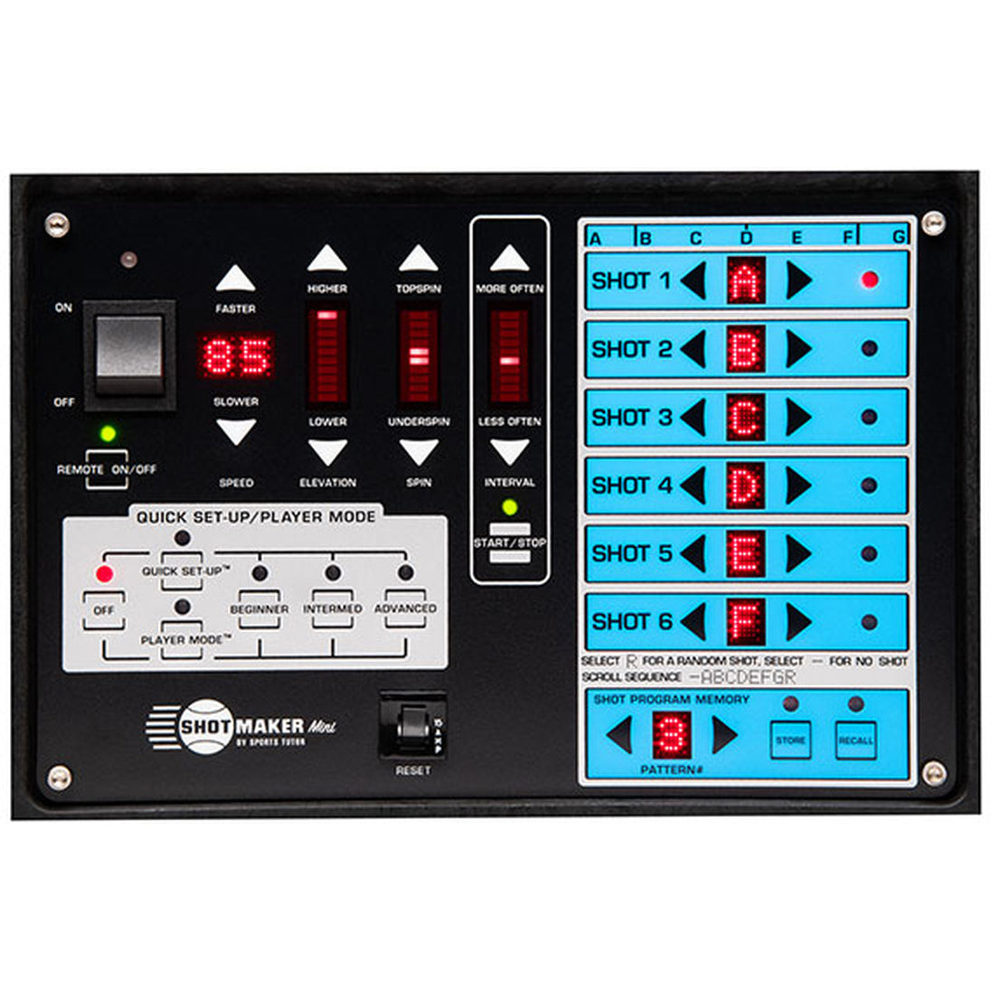 Control panel with digital display and buttons on a white background