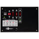 Control panel with various buttons and indicators on a black background