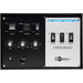Control panel with various switches and buttons.