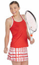 W1672-WRD DUC Chaos Women's Power Skirt (White/ Red)