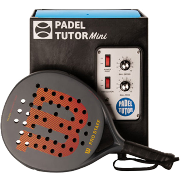 Padel device with paddle on a white background