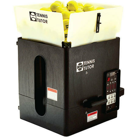 Sports Tutor machine with tennis balls on a white background