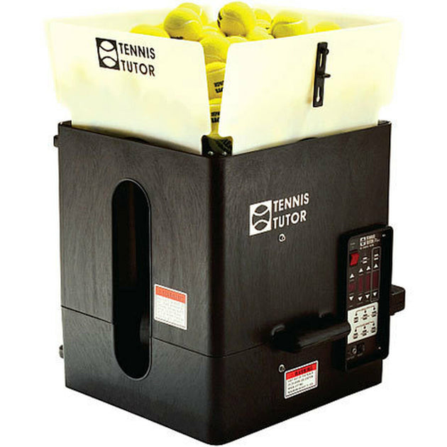 Sports Tutor machine with tennis balls on a white background