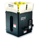 Ball machine with tennis balls on a white background