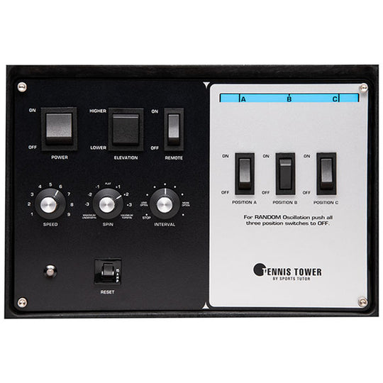 Control panel with switches and dials.