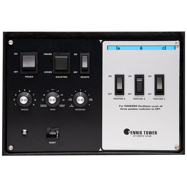 Control panel with switches and dials.